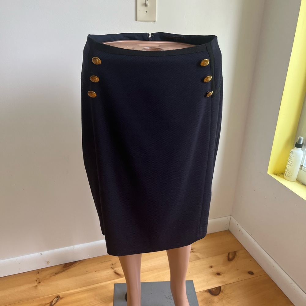 The Limited Black Pencil Skirt with Gold Buttons